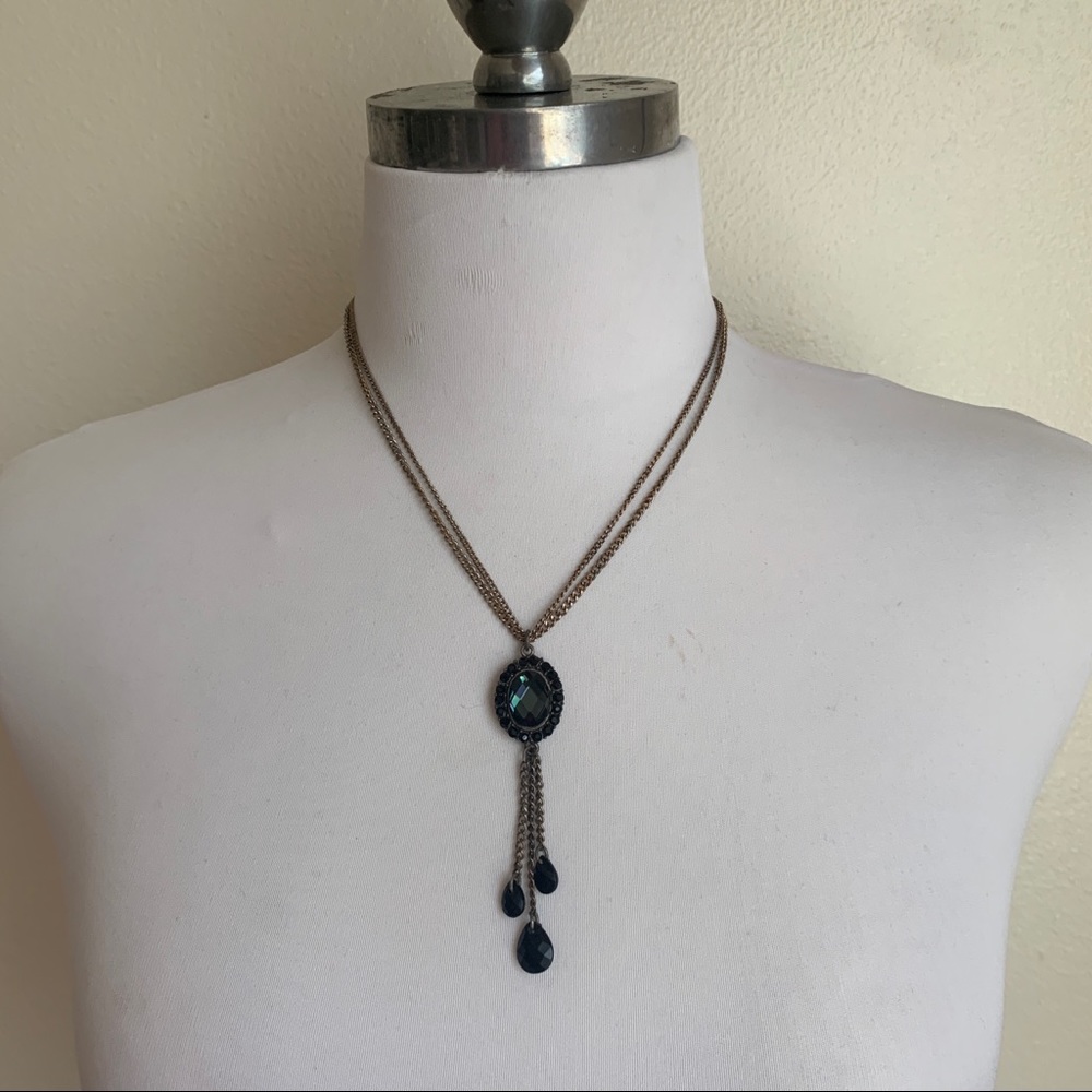 Beautiful Bohemian Black Stone Statement Necklace